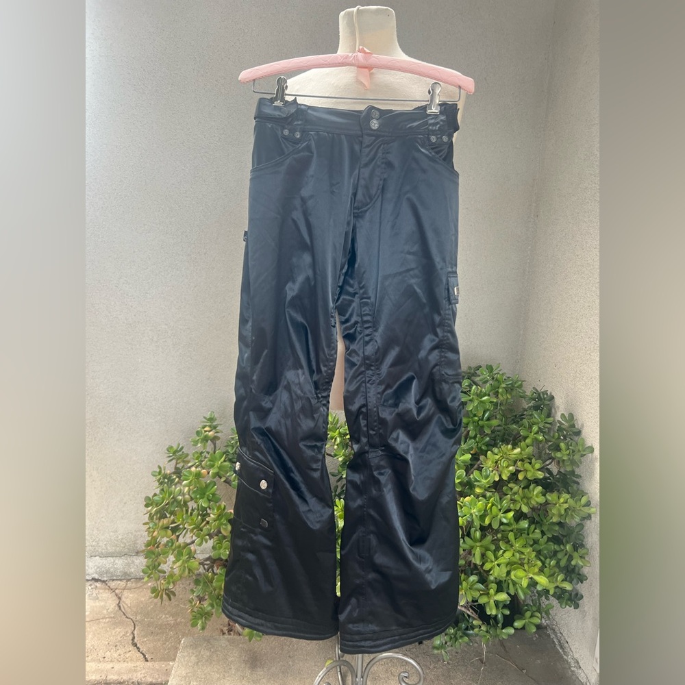 Snowboard ski pant avant-garde black satin by Circe Snow sz 3/4 NWOT